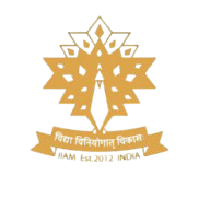 circle Golden logo with a stylized peacock and geometric shapes, featuring Hindi text and the words IAM BHU 2017 INDIA on a ribbon banner below the design.